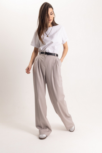 Серые брюки-карандаш со стрелками и высокой посадкой EZER 1105 - фото 9