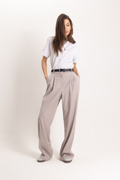 Серые брюки-карандаш со стрелками и высокой посадкой EZER 1105 - фото 7