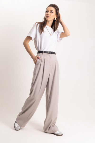 Серые брюки-карандаш со стрелками и высокой посадкой EZER 1105 - фото 6