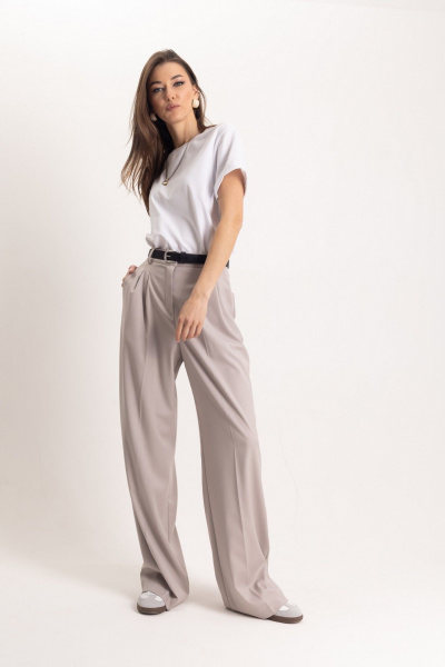 Серые брюки-карандаш со стрелками и высокой посадкой EZER 1105 - фото 5