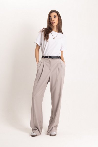 Серые брюки-карандаш со стрелками и высокой посадкой EZER 1105 - фото 1