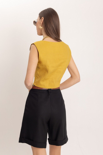 Черные летние леновые шорты с притачным поясом EZER 1301 - фото 10