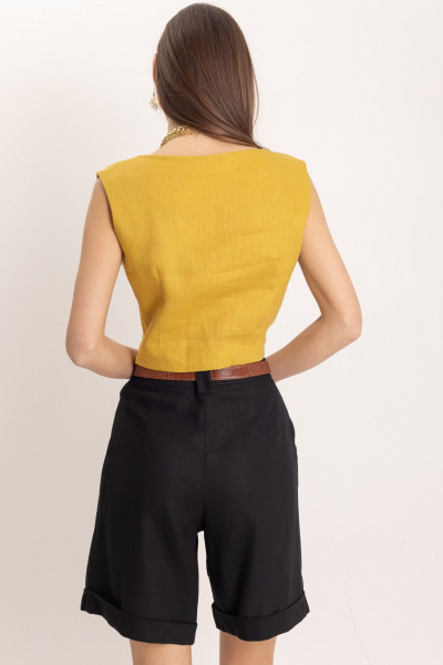 Черные летние леновые шорты с притачным поясом EZER 1301 - фото 9