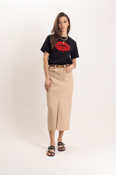 Черная футболка свободного кроя с логотипом спереди EZER 1401 - фото 6