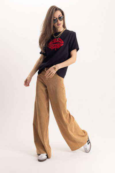 Черная футболка свободного кроя с логотипом спереди EZER 1401 - фото 2