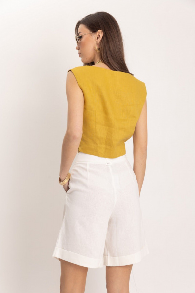 Льняной комплект топ и шорты в стиле Old Money EZER 2074 - фото 10