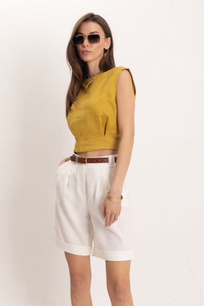 Льняной комплект топ и шорты в стиле Old Money EZER 2074 - фото 7