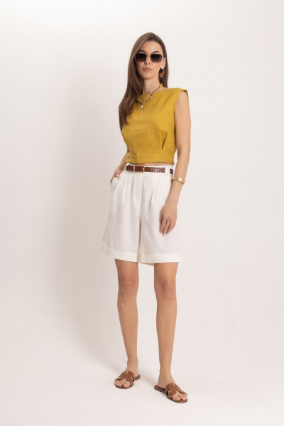 Льняной комплект топ и шорты в стиле Old Money EZER 2074 - фото 6