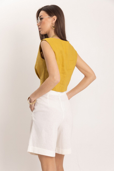 Льняной комплект топ и шорты в стиле Old Money EZER 2074 - фото 5