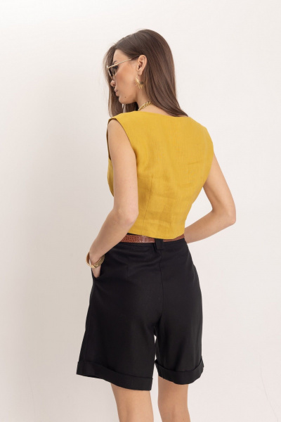 Льняной комплект топ и шорты в стиле Old Money EZER 2075 - фото 10