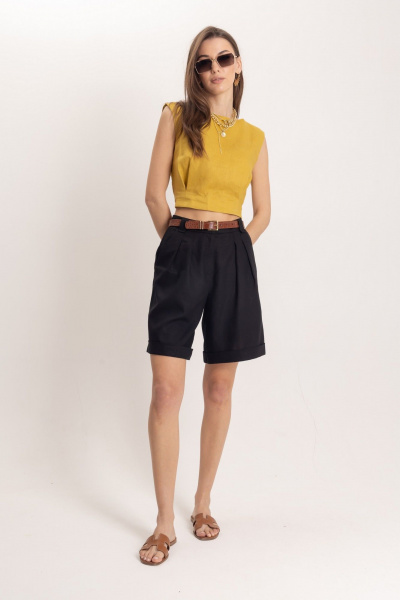 Льняной комплект топ и шорты в стиле Old Money EZER 2075 - фото 6