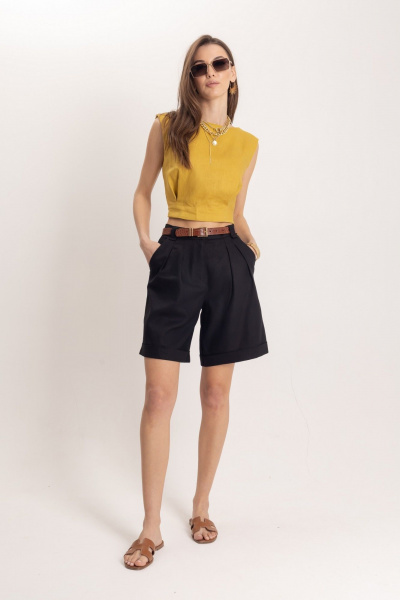 Льняной комплект топ и шорты в стиле Old Money EZER 2075 - фото 1