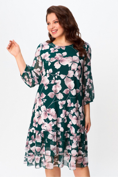 Летнее платье до 105 см из текстиля в стиле на каждый день DaLi 4425.1 зелень - фото 2