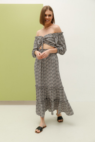 Комплект: трапециевидная юбка и топ с регулировочной кулиской PUR PUR 11-189 - фото 1