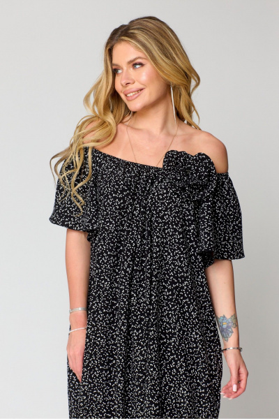 Платье, пояс Laikony L-281 черный горохи - фото 2