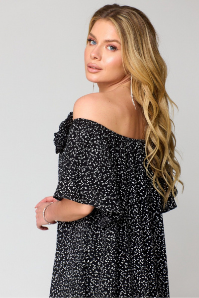 Платье, пояс Laikony L-281 черный горохи - фото 4