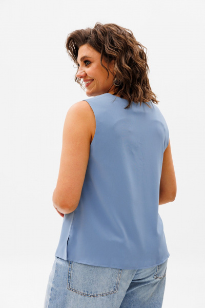 Голубой топ из вискозы для деловых и повседневных образов Anelli 1440 голубой - фото 5