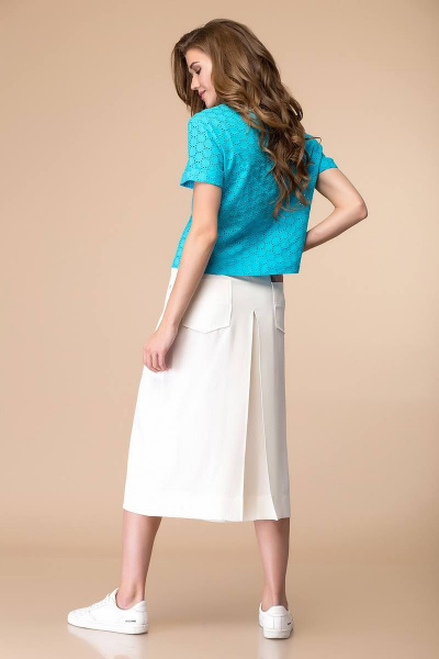 Блуза, брюки Romanovich Style 2-1971 бирюза/белый - фото 4