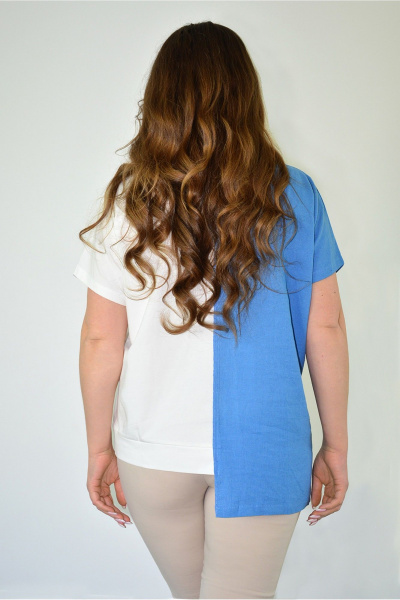 Асимметричная блуза из трикотажа и льняной ткани с аппликациями Needle 548 - фото 2