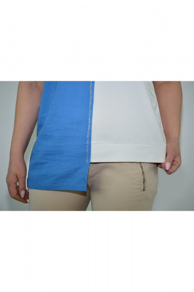 Асимметричная блуза из трикотажа и льняной ткани с аппликациями Needle 548 - фото 4