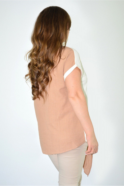 Асимметричная блуза из трикотажа и хлопка с воланом Needle 552 - фото 2