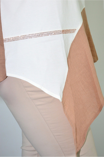 Асимметричная блуза из трикотажа и хлопка с воланом Needle 552 - фото 4