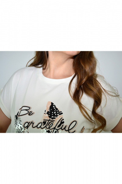 Асимметричная блуза из трикотажа и хлопка с воланом Needle 552 - фото 5