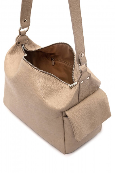 Лаконичная кожаная сумка с карманами и декоративными накладками Souffle 406 0228 - фото 6