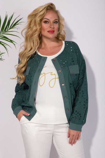 Бомбер, топ Liliana 1312 серо-зеленый - фото 1