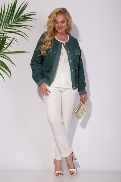 Бомбер, топ Liliana 1312 серо-зеленый - фото 3