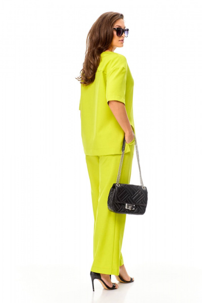 Блуза и брюки палаццо лен-вишер для повседневной носки Taita plus 2407 фисташка - фото 9