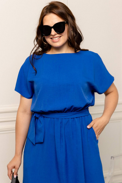 Платье летнее на каждый день из текстиля Romgil РТ0020-ПЭ4 ультрамариновый - фото 3