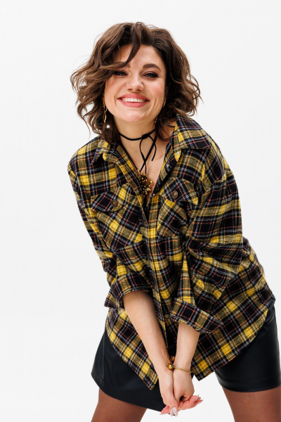 Рубашка Anelli 1452 желтая_клетка - фото 6