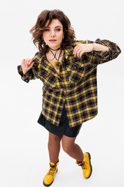 Рубашка Anelli 1452 желтая_клетка - фото 2