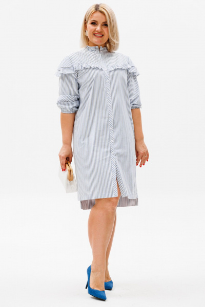 Платье-рубашка с полоской из натурального хлопка Anelli 1343 полоска - фото 2