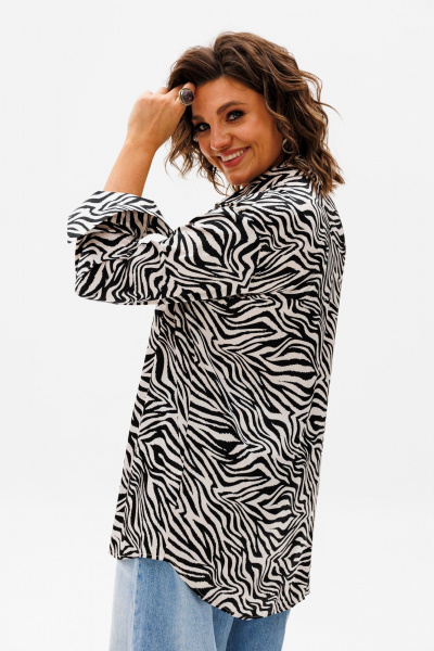 Рубашка из вискозы с принтом зебра от Анелли Anelli 1203.1 беж_зебра - фото 2