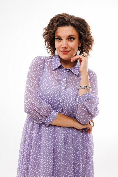 Платье из шифона с нагрудными вытачками и комбинированием Anelli 1362 лиловый - фото 6