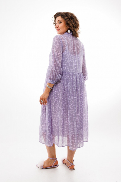 Платье из шифона с нагрудными вытачками и комбинированием Anelli 1362 лиловый - фото 5