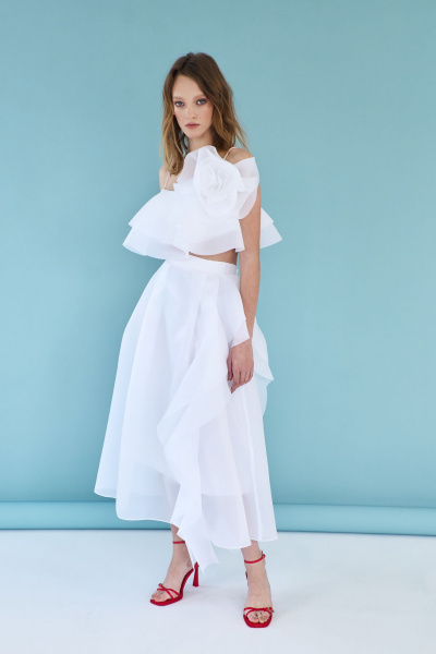Блуза из плательной ткани и белые шорты для лета AG Green G517/3 белый - фото 5
