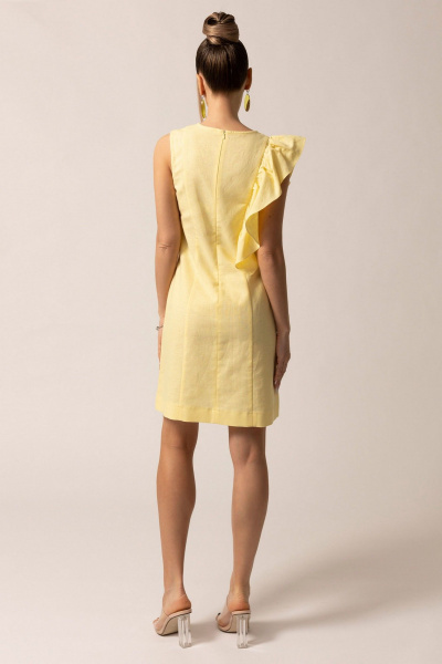 Платье из льна с воланами и рельефами Golden Valley 44037 желтый - фото 2