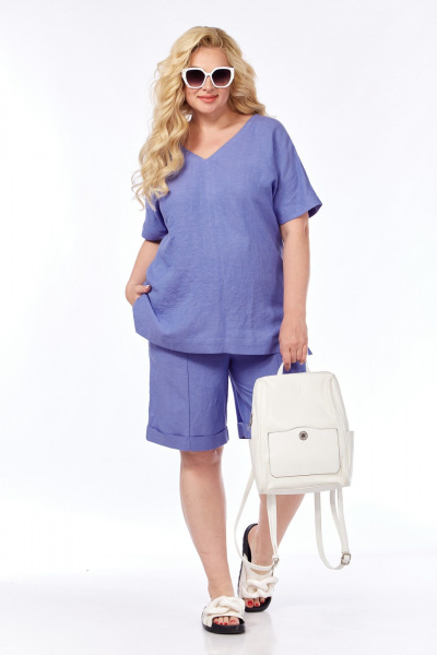 Летний костюм из льна и вискозы туника и шорты AVA fashion М-057 - фото 2