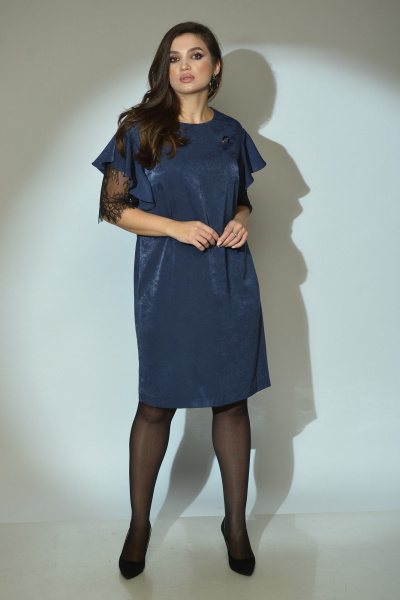 Нарядное свободное платье из искусственной замши и кружев Mislana 617 - фото 2