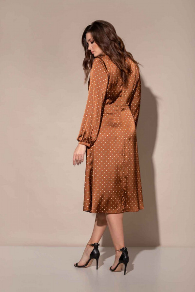 Платье полуприлегающего силуэта с декоративной сборкой Mislana 717 коричневый - фото 2