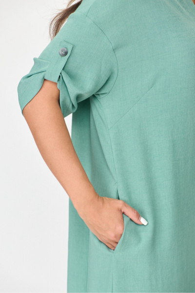Платье бохо из искусственного льна с асимметричным фасоном Michel chic 2094/4 зеленая_мята - фото 7