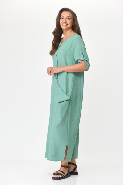 Платье бохо из искусственного льна с асимметричным фасоном Michel chic 2094/4 зеленая_мята - фото 3