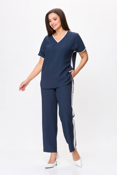 Блуза, брюки Karina deLux M-1207/1 синий,белый - фото 2