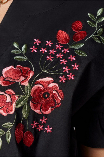 Блуза из текстиля на каждый день черная PND 00740P - фото 4