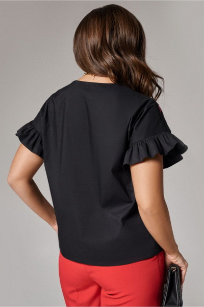 Блуза из текстиля на каждый день черная PND 00740P - фото 3