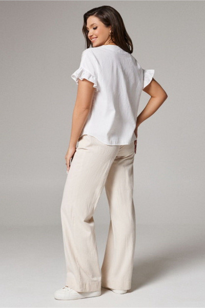 Блуза из текстиля на каждый день белая PND 00743P - фото 4