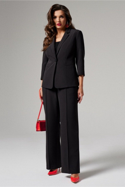 Деловой костюм брюки и жакет из текстиля для демисезона PND 00820P - фото 1